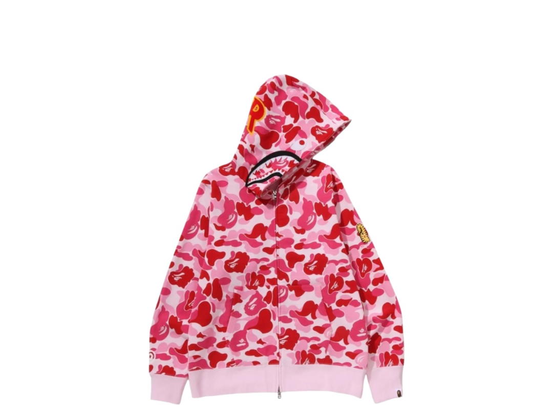 Bape Bape ABC Camo Shark Ponr Full Zip Hoodie Pink