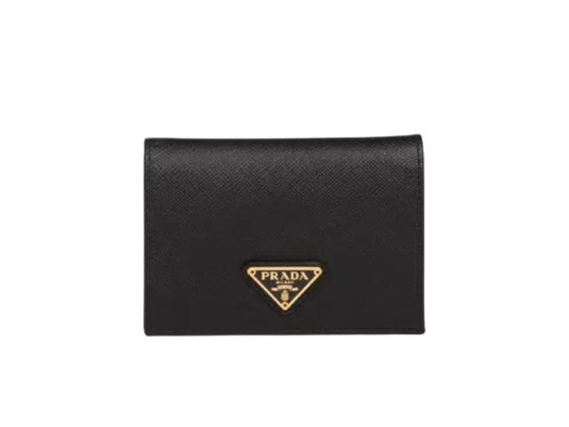 Prada Prada Saffiano Triangle Logo Wallet Black - view 1