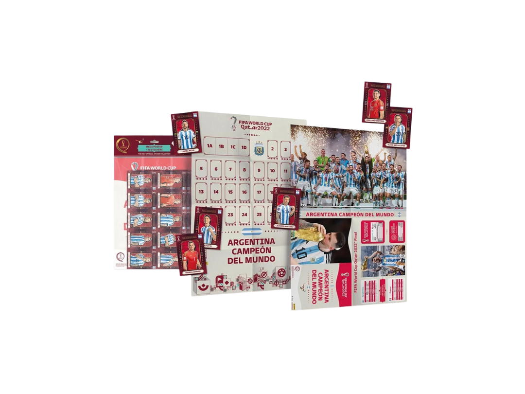 Panini 2022 Panini Qatar World Cup Champions Argentina Mega Poster + 30 Stickers Argentina team