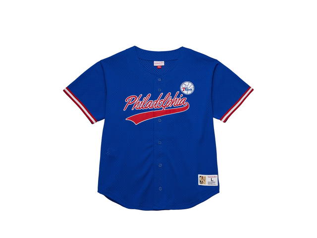 Mitchell & Ness Mitchell & Ness Philadelphia 76ers On The Clock Mesh Button Front Shirt - view 1