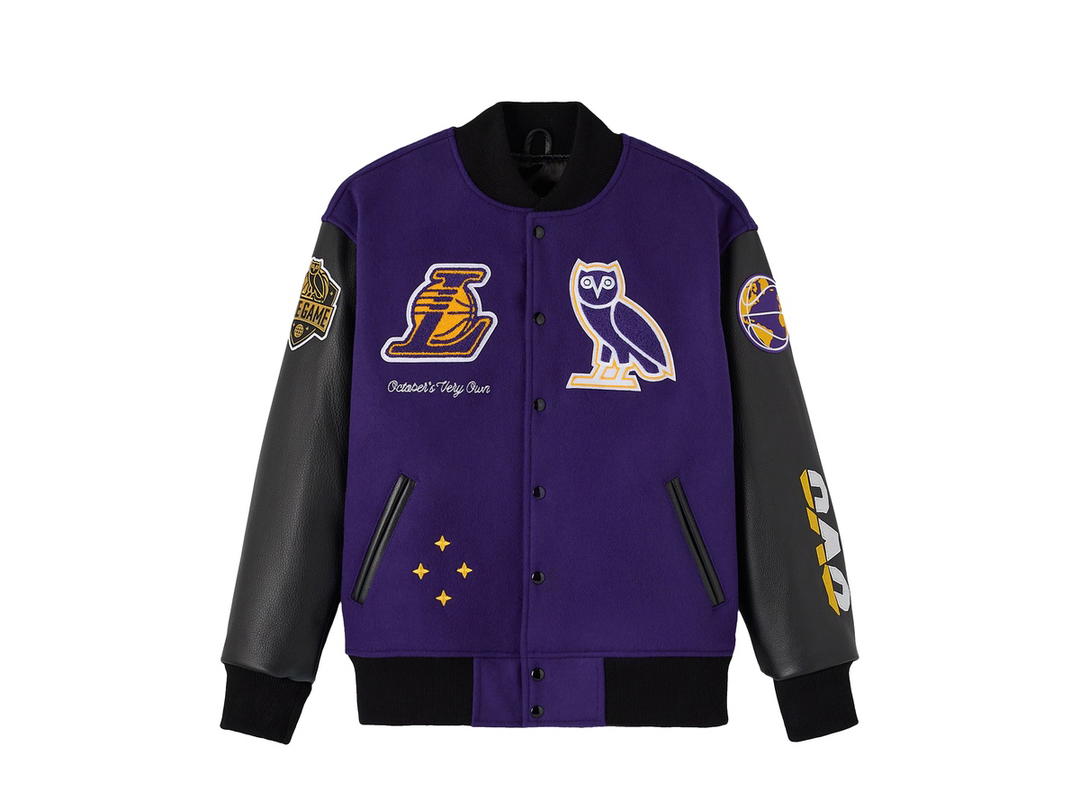 OVO OVO Los Angeles Lakers X OVO Raglan Varsity Jacket - Mens