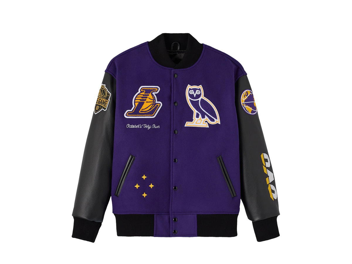 OVO OVO Los Angeles Lakers X OVO Raglan Varsity Jacket - Mens