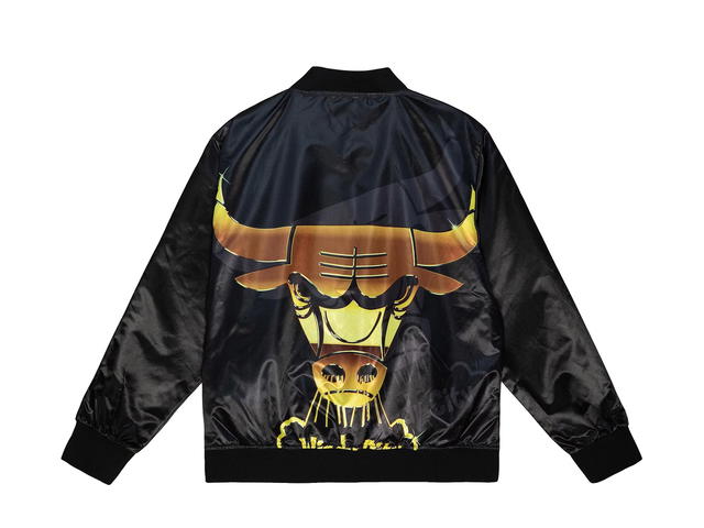 Mitchell & Ness Mitchell & Ness Chicago Bulls Big Face 4.0 Satin Jacket - Black - Mens - view 2
