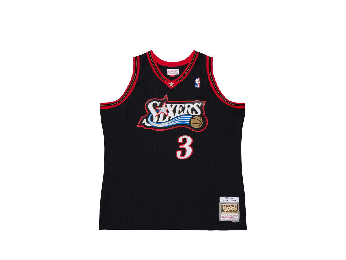 Mitchell & Ness Mitchell & Ness Philadelphia 76ers Allen Iverson 1997 Dark Authentic Jersey - Black