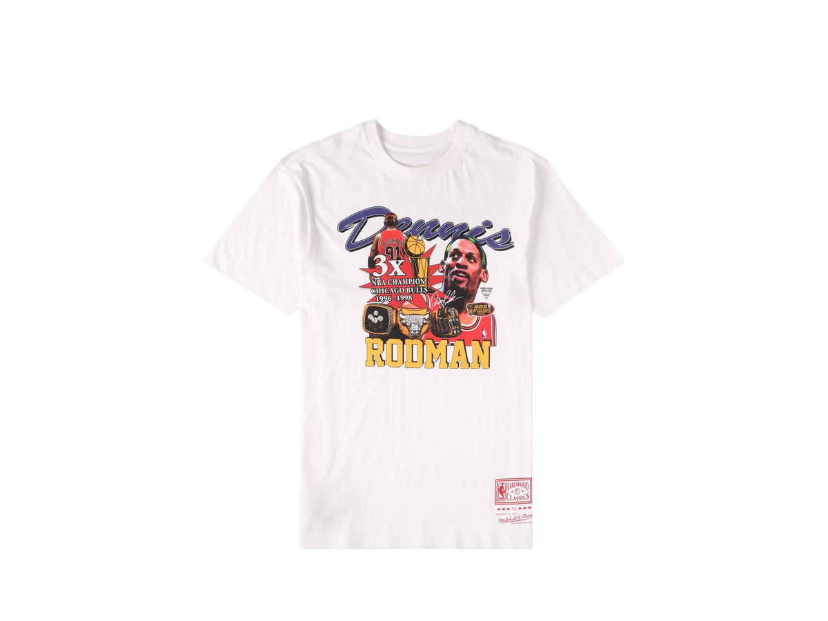 Mitchell & Ness Mitchell & Ness Chicago Bulls Dennis Rodman Rings T-Shirt - White - Mens