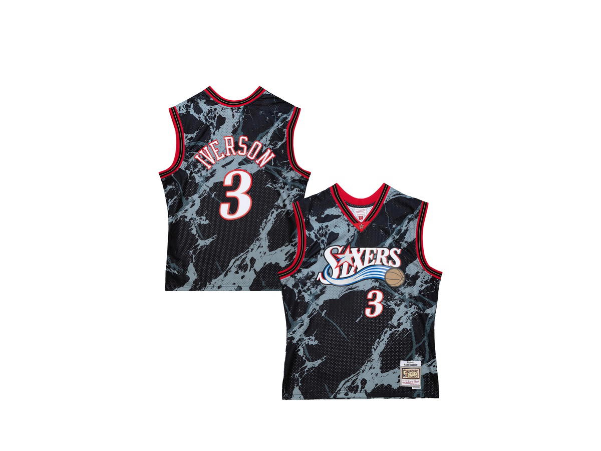 Mitchell & Ness Mitchell & Ness Philadelphia 76ers Allen Iverson 2000 Team Marble Swingman Jersey - Black