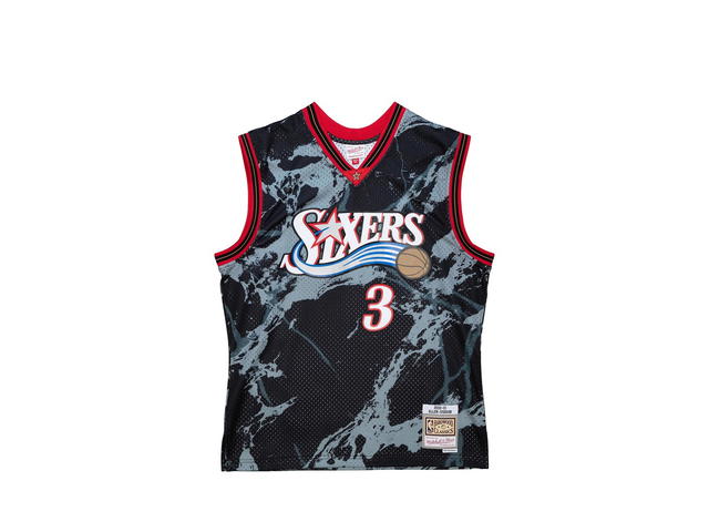 Mitchell & Ness Mitchell & Ness Philadelphia 76ers Allen Iverson 2000 Team Marble Swingman Jersey - Black - view 2