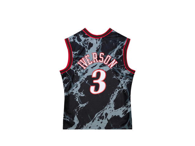 Mitchell & Ness Mitchell & Ness Philadelphia 76ers Allen Iverson 2000 Team Marble Swingman Jersey - Black - view 3