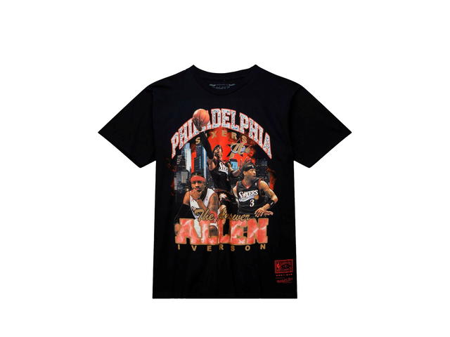 Mitchell & Ness Mitchell & Ness Philadelphia 76ers Allen Iverson Bling Hardwood Classics T-Shirt - Black - Mens - view 1