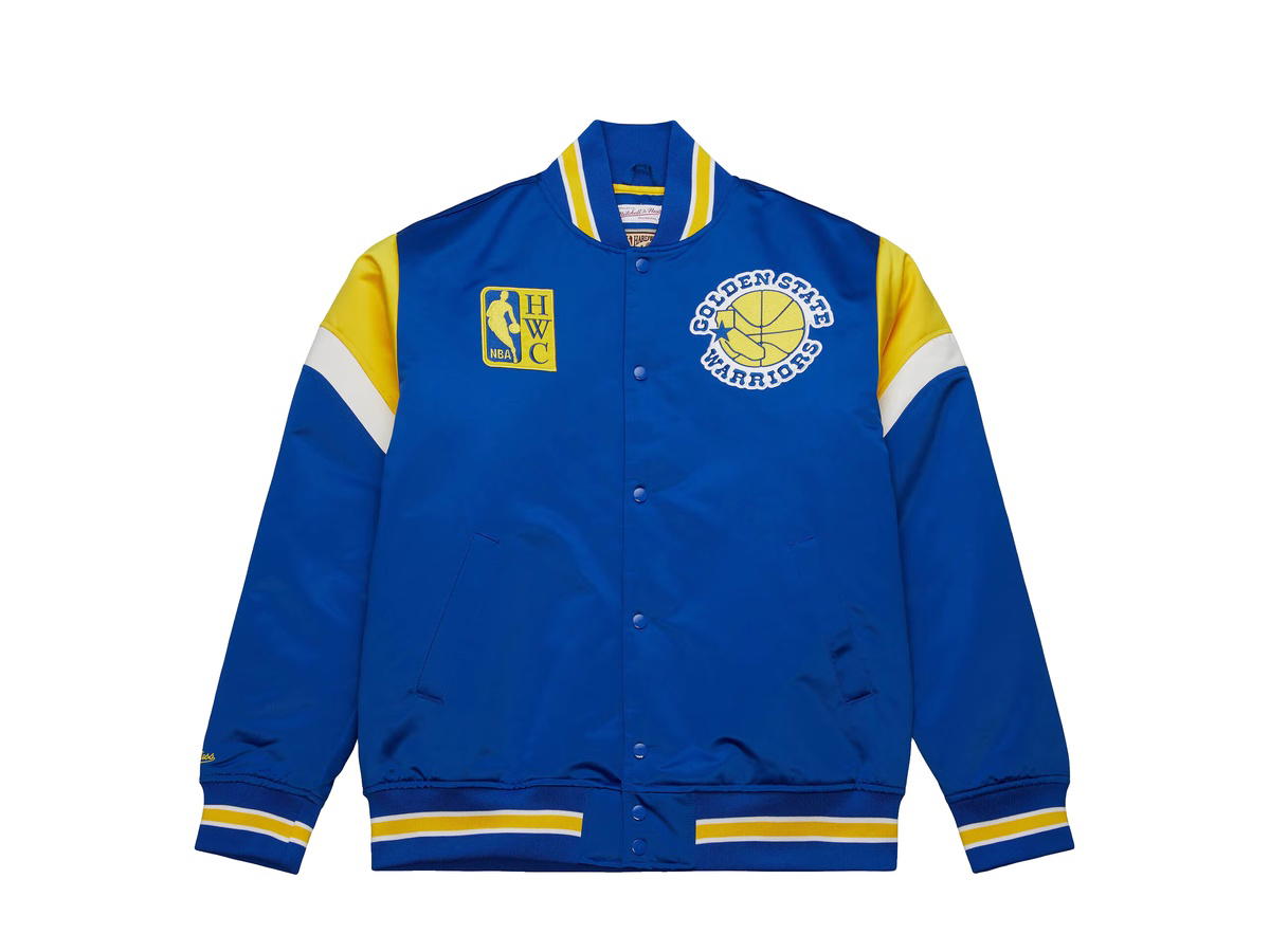 Mitchell & Ness Mitchell & Ness Golden State Warriors Heavyweight Satin Jacket - Royal Blue - Mens