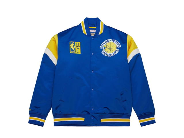 Mitchell & Ness Mitchell & Ness Golden State Warriors Heavyweight Satin Jacket - Royal Blue - Mens - view 1