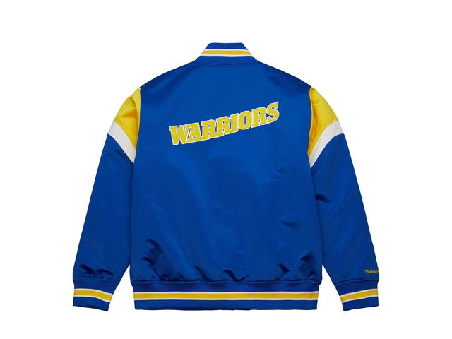 Mitchell & Ness Mitchell & Ness Golden State Warriors Heavyweight Satin Jacket - Royal Blue - Mens - view 2