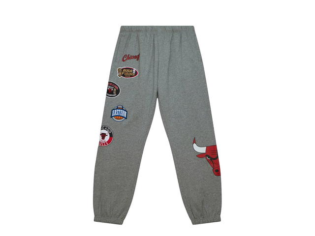 Mitchell & Ness Mitchell & Ness Chicago Bulls City Collection Fleece Pants - Grey Heather - Mens - view 1