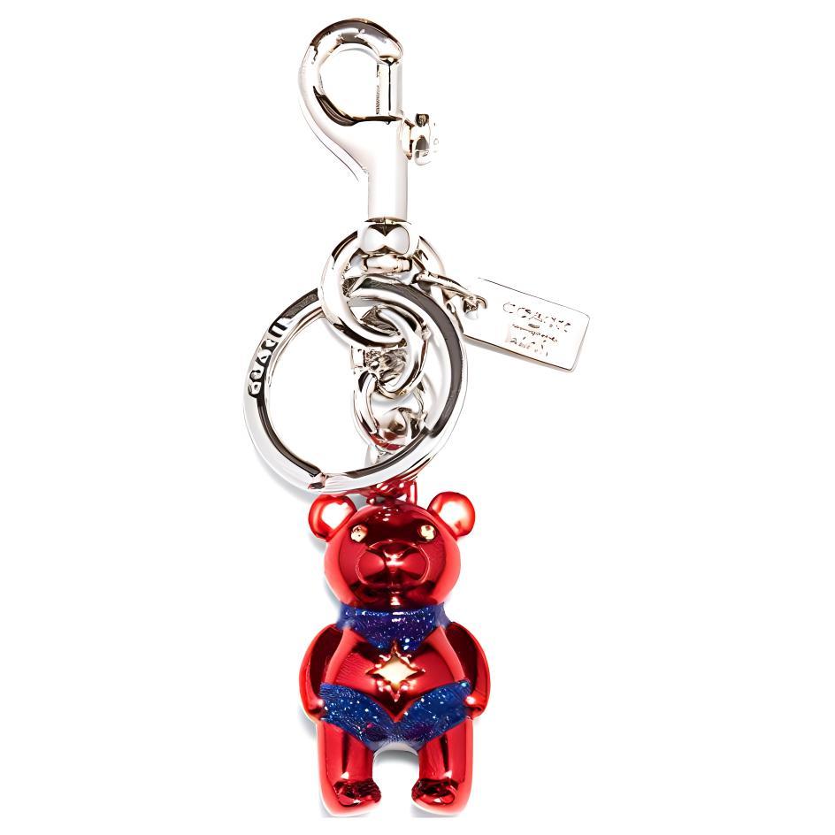 Coach Coach Marvel Spider Man, Collaboration Bag Charm Metal Bag Accessory Unisex Red & Blue