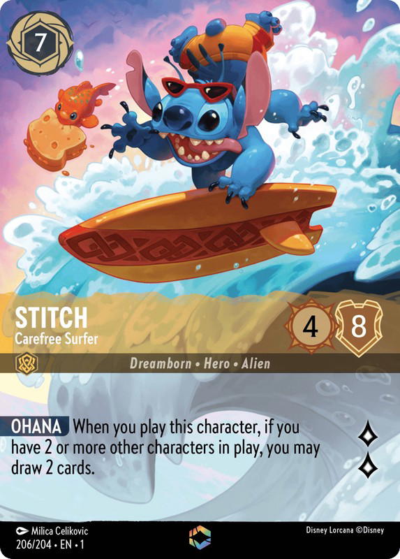 Disney Lorcana Disney Lorcana Stitch Carefree Surfer Enchanted [206/204] The First Chapter (EN)