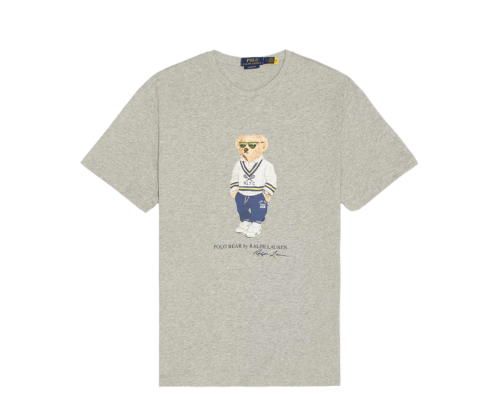Buy Polo Ralph Lauren Heritage Bear Print T-Shirt Custom Fit In Grey Marl at Sasom – Authentic and Ready to Ship