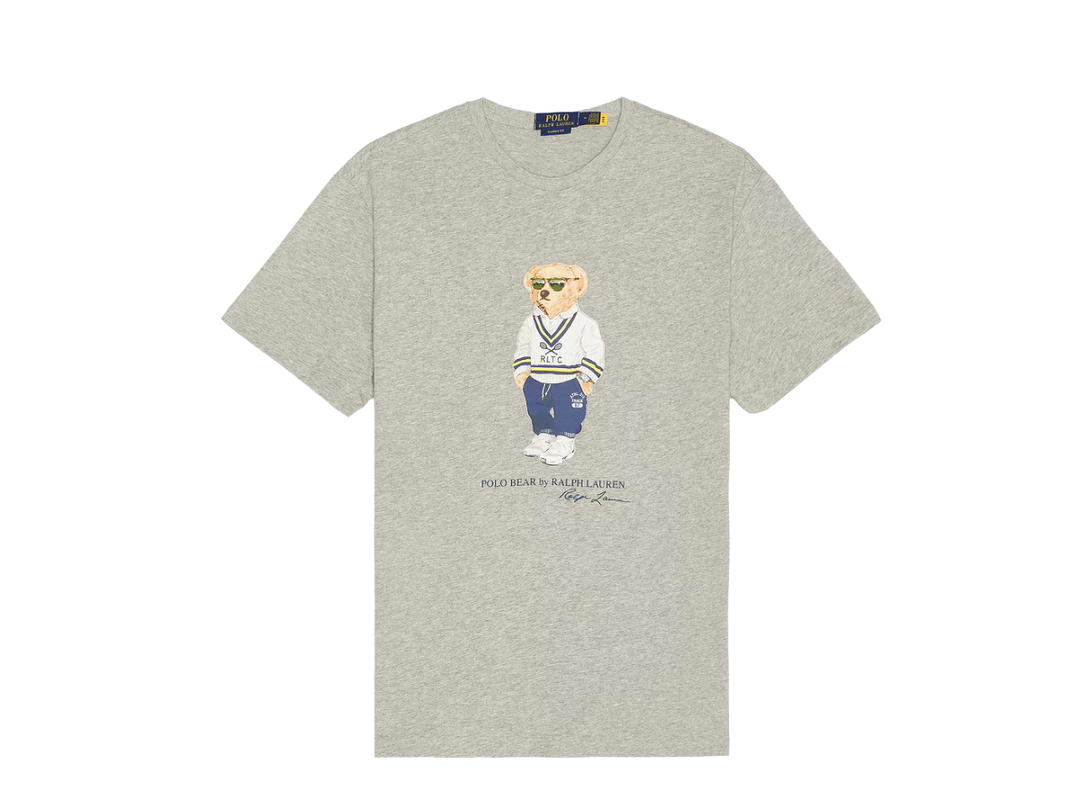 Polo Ralph Lauren Polo Ralph Lauren Heritage Bear Print T-Shirt Custom Fit In Grey Marl