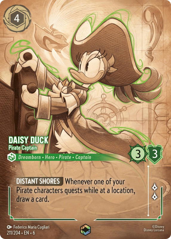 Disney Lorcana Disney Lorcana Daisy Duck Pirate Captain Enchanted [211/204] Azurite Sea (EN)