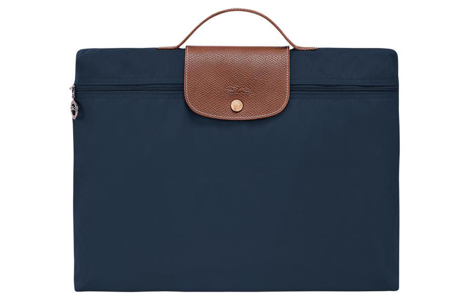Longchamp Longchamp Le Pliage Recycled Canvas With Leather Trim Canvas Bag Handbag Briefcase Small Size Men's Navy Blue