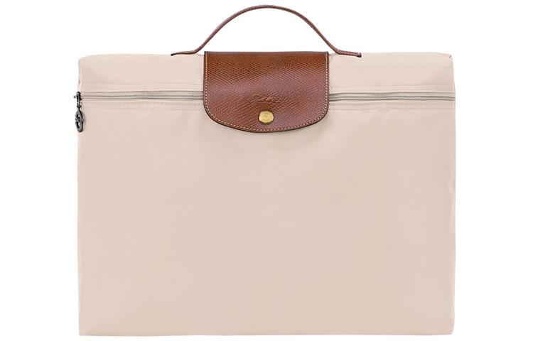 Longchamp Longchamp Le Pliage Green Canvas paneled Calfskin Trim Canvas Bag, Briefcase, Handbag Small Size Men's Beige