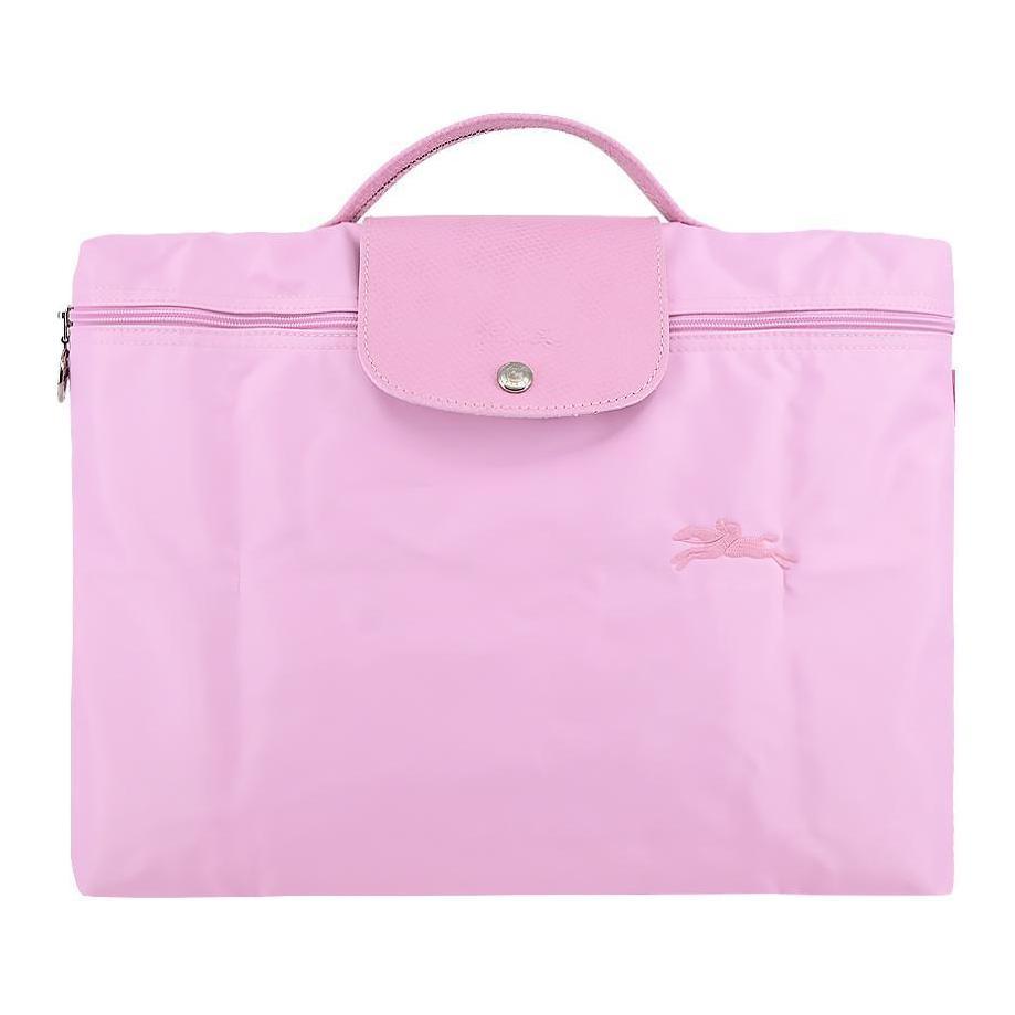 Longchamp Longchamp Le Pliage Green Cow Leather Trim Document Bag Handbag Briefcase Small Size Women's Pink