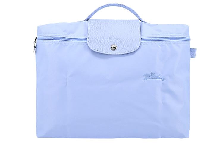 Longchamp Longchamp Le Pliage Green Cow Leather Trim File Bag Handbag Briefcase Small Size Women's Blue