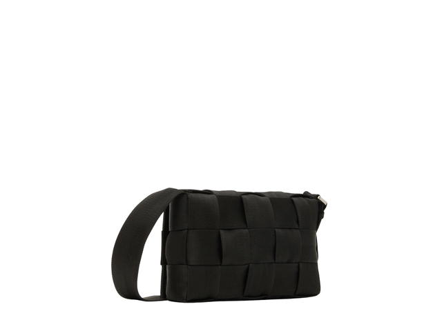 Bottega Veneta Bottega Veneta Black Intreccio Webbing Messenger Bag In Black Intreccio With Silver Hardware - view 1
