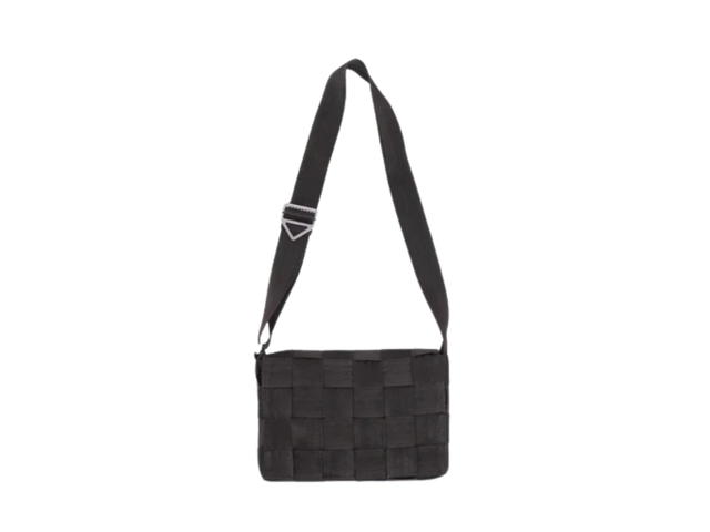 Bottega Veneta Bottega Veneta Black Intreccio Webbing Messenger Bag In Black Intreccio With Silver Hardware - view 3