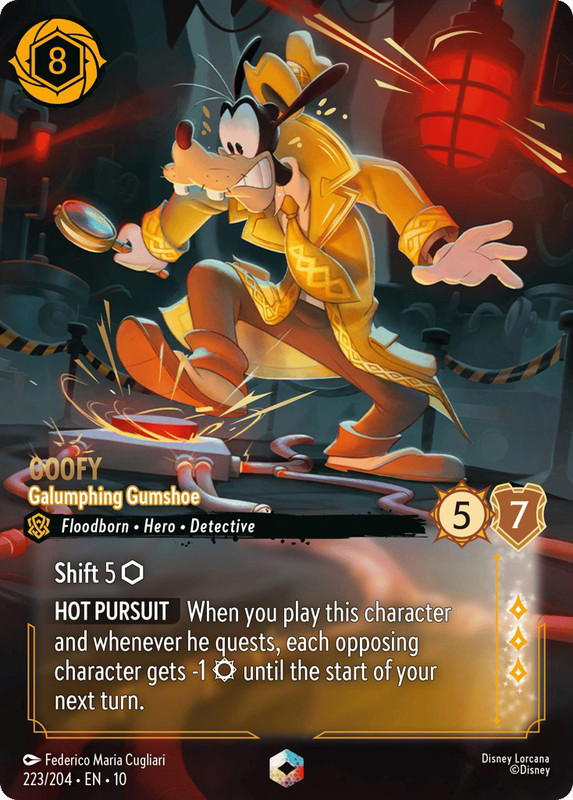 Disney Lorcana Disney Lorcana Goofy Galumphing Gumshoe Enchanted [223/204] Whispers in the Well (EN)