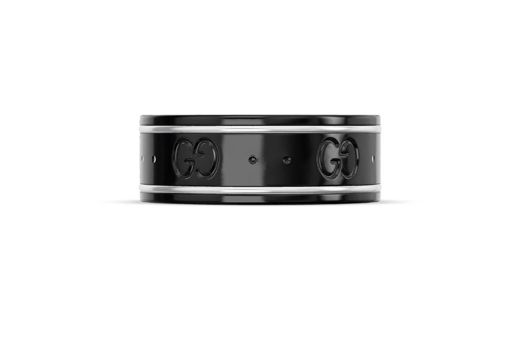 Gucci Gucci 18K White Gold Rings Men's Black