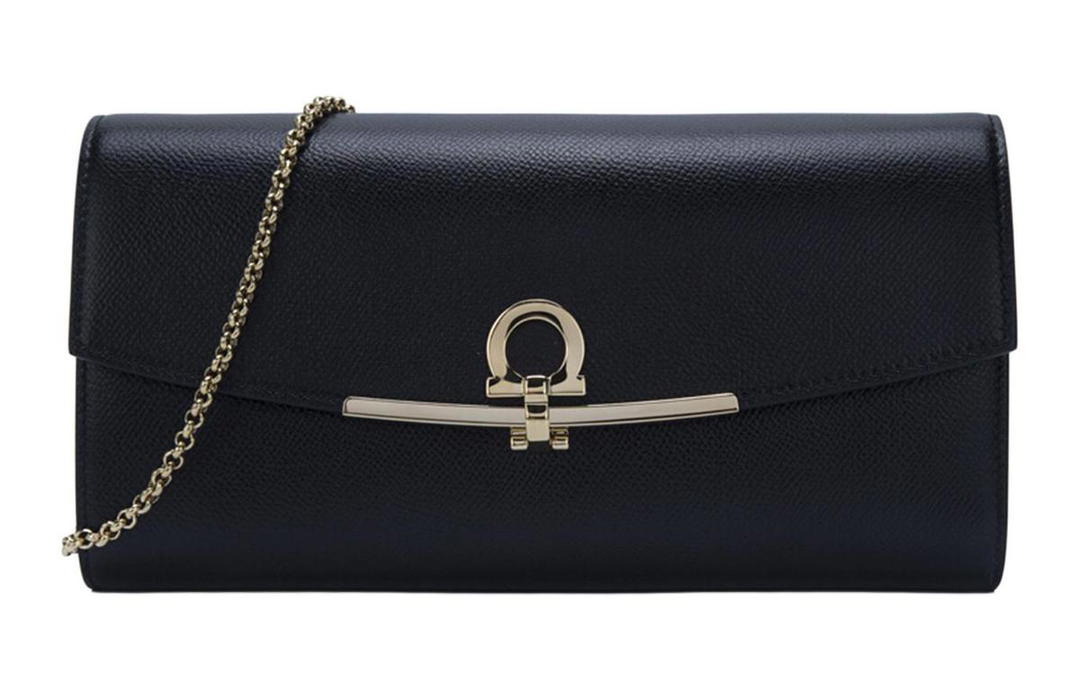 Ferragamo FERRAGAMO Cow Leather Shoulder Bag Women's Black