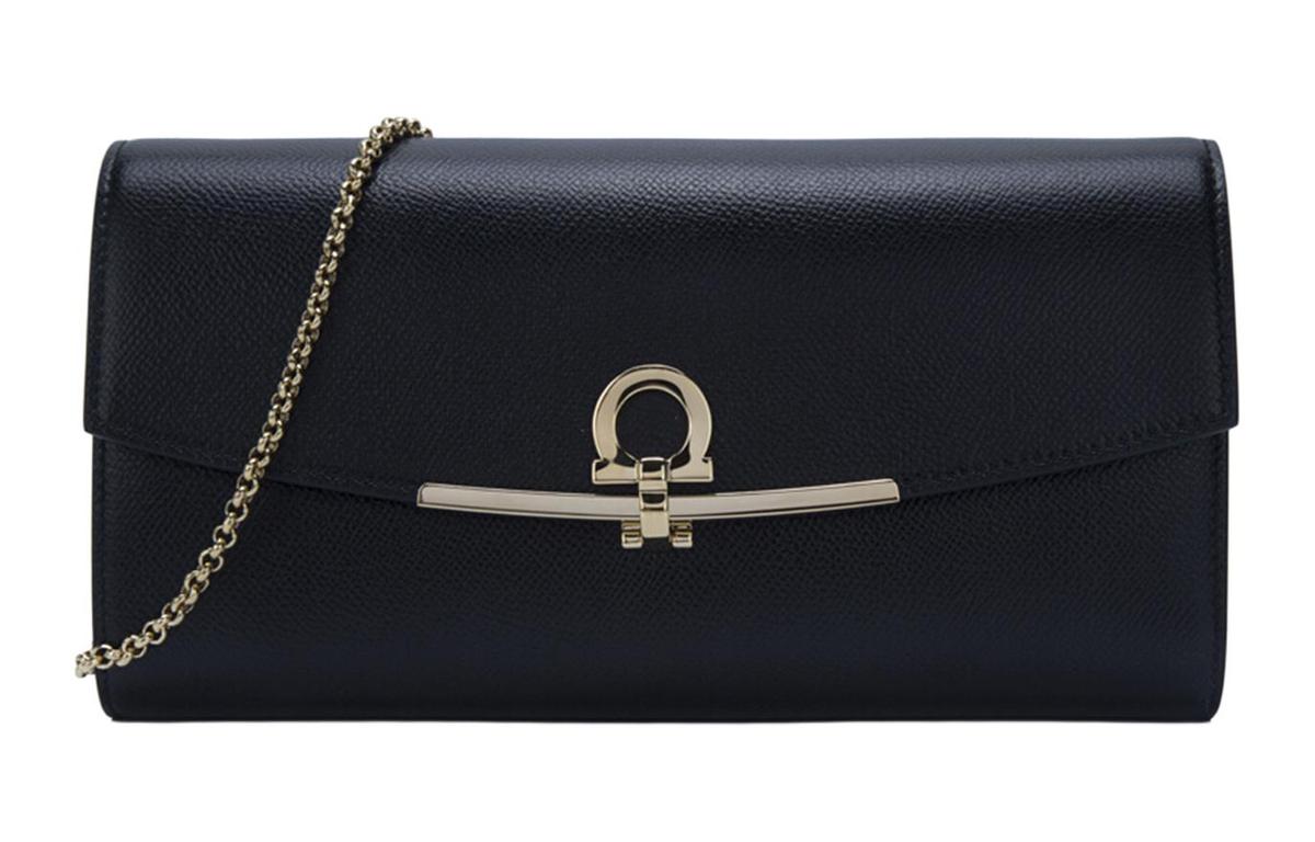 Ferragamo FERRAGAMO Cow Leather Shoulder Bag Women's Black