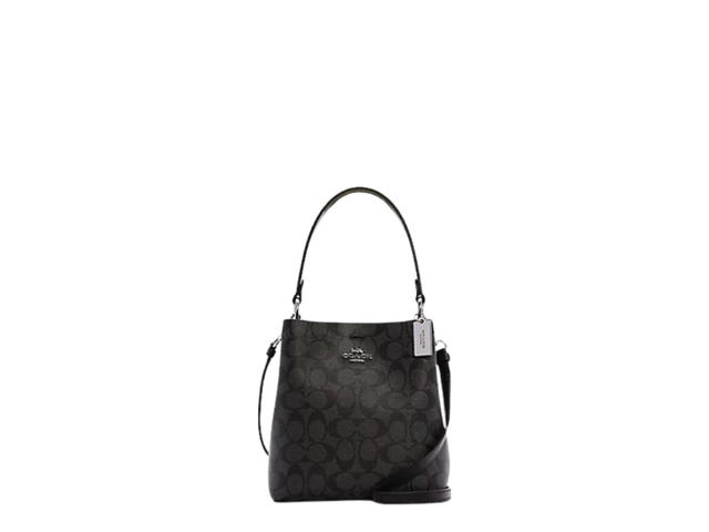 Coach Coach Small Town Bucket Bag In Signature Canvas Silver Graphite Wine Black - view 1