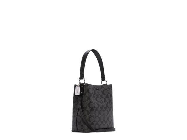 Coach Coach Small Town Bucket Bag In Signature Canvas Silver Graphite Wine Black - view 2