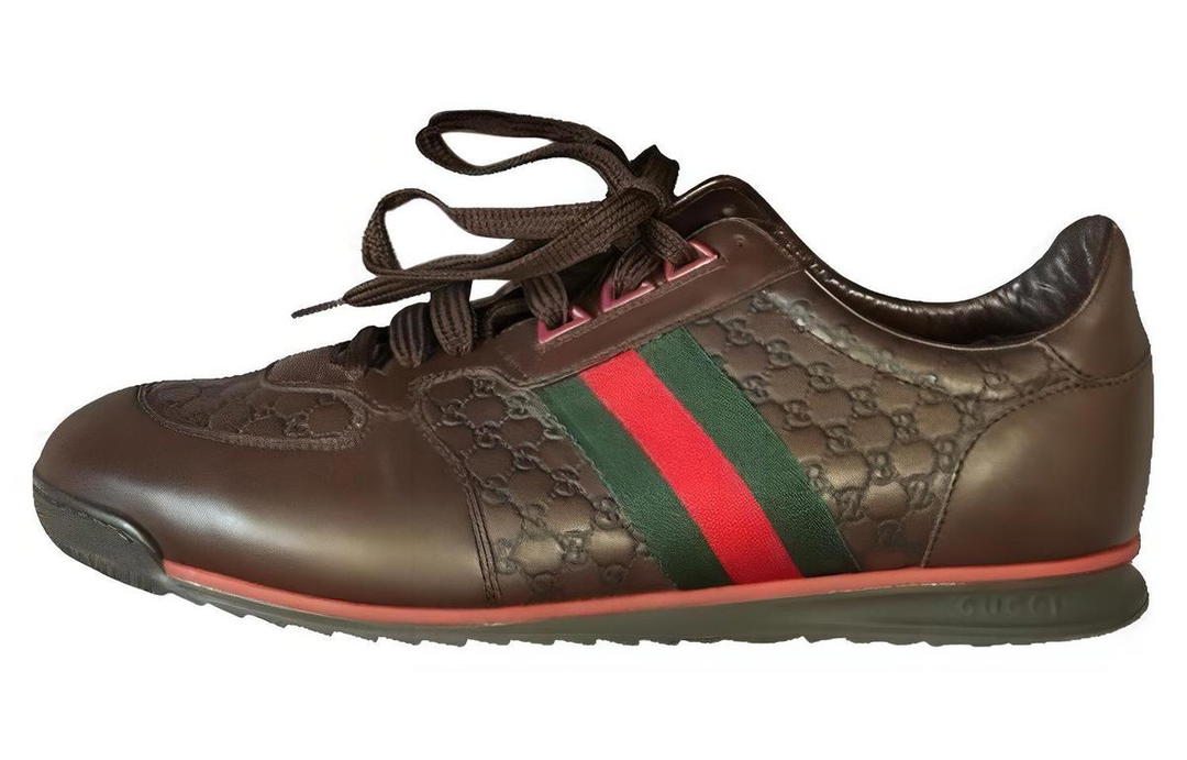 Gucci Gucci Leather Web Sneaker 'Chocolate'