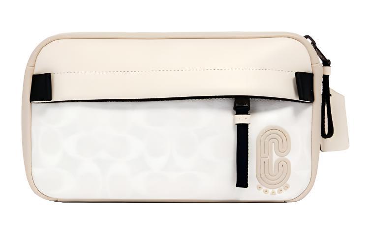 Coach Coach Edge Canvas With Leather Camera Bag One Shoulder Crossbody Sling Bag Fanny Pack Medium Size Men's White
