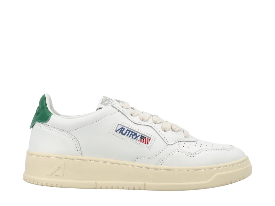 Autry Autry Medalist Low Sneakers In White And Green Leather