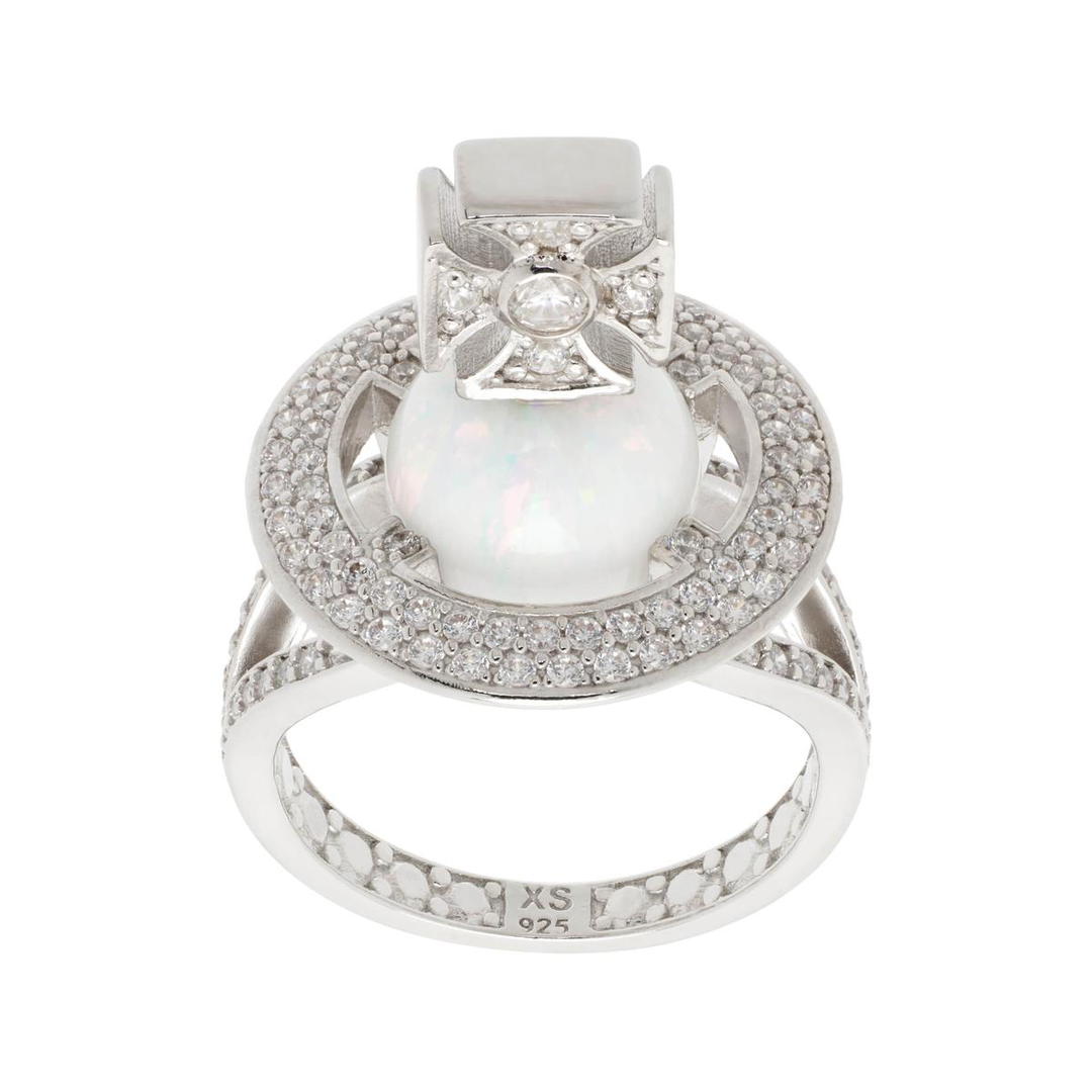 Vivienne Westwood Vivienne Westwood 925 Sterling Silver Crystal Iridescent Stone Rings Men's Silver