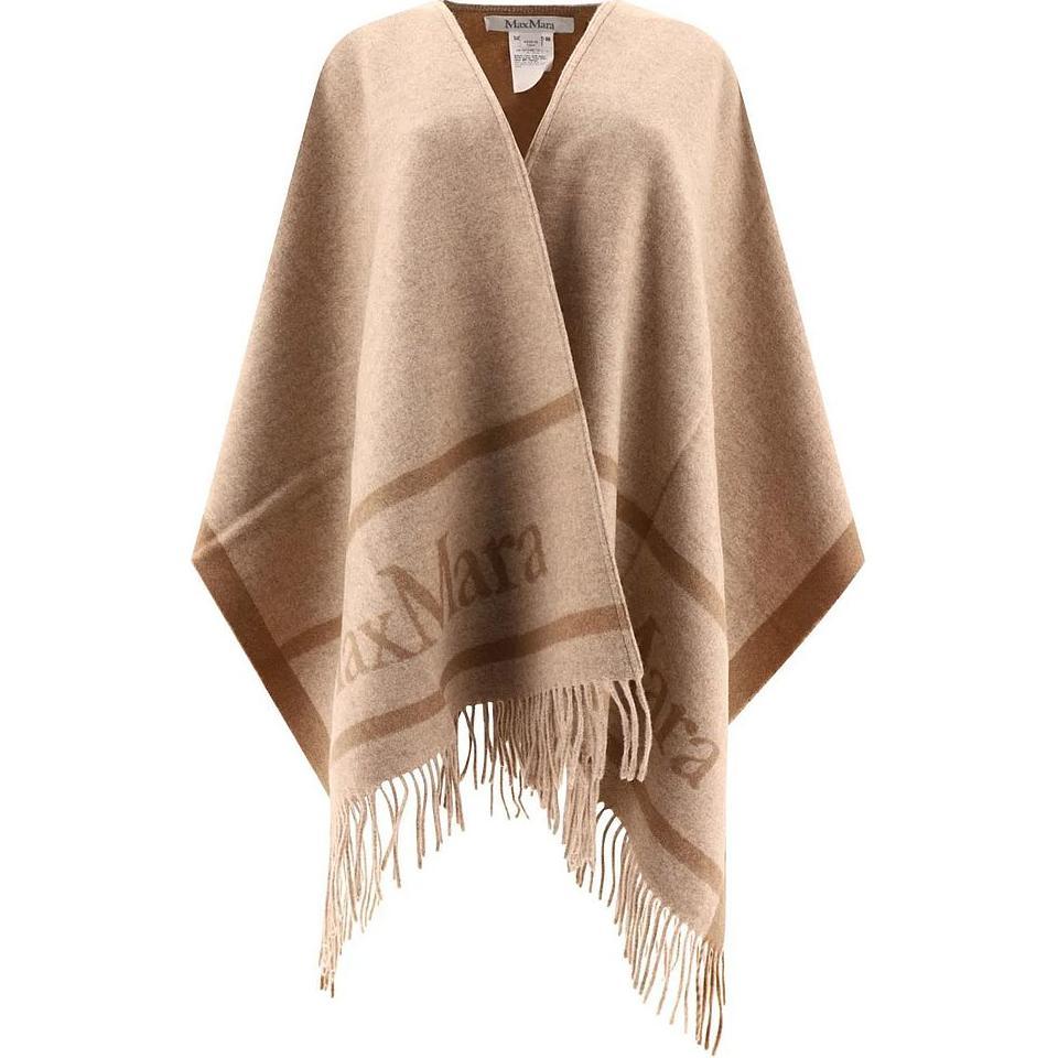 MaxMara MaxMara Logo Detailed Fringed Cape