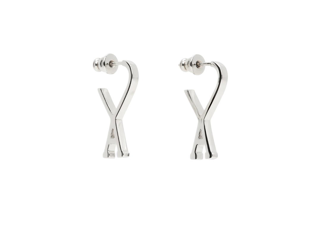 Ami Paris Ami Paris Small Ami de Cœur Earrings In Palladium Plated Silver