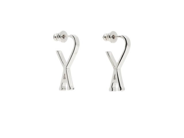 Ami Paris Ami Paris Small Ami de Cœur Earrings In Palladium Plated Silver - view 1