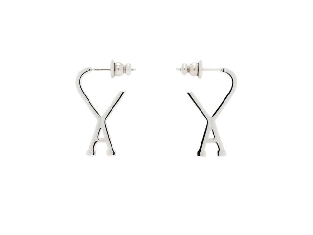 Ami Paris Ami Paris Small Ami de Cœur Earrings In Palladium Plated Silver - view 2