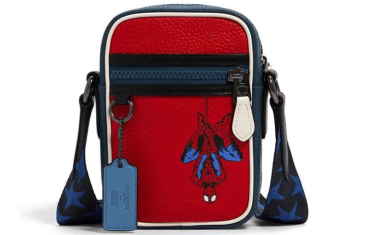 Coach Coach Marvel Spider Man Collaboration Terrain Leather Square Bag Crossbody Bag Mini Women's Red