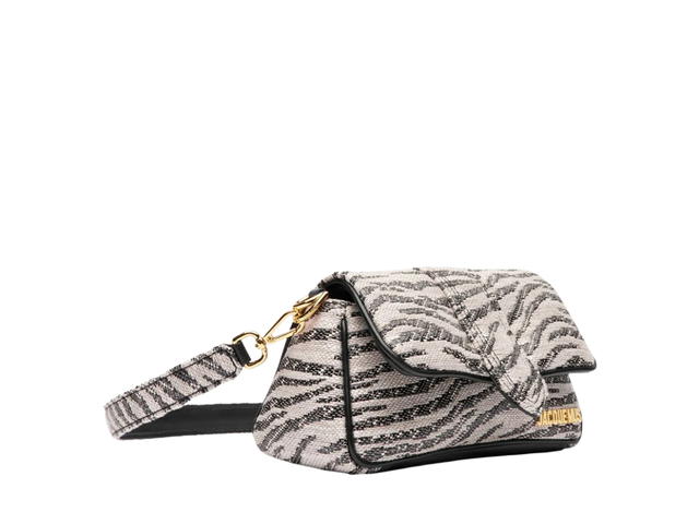 Jacquemus Jacquemus Le Petit Bambimou In Lambskin With Gold Metal Logo Hardware Black And White Zebra - view 3