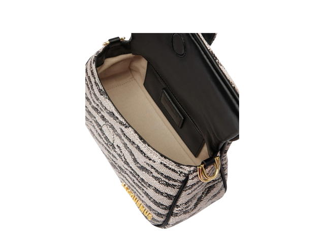 Jacquemus Jacquemus Le Petit Bambimou In Lambskin With Gold Metal Logo Hardware Black And White Zebra - view 5