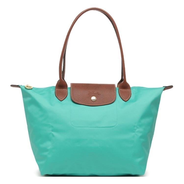Longchamp Longchamp Le Pliage Canvas With Leather Dumpling Bag Handbag Shoulder Bag Small Size Women's Turquoise Blue