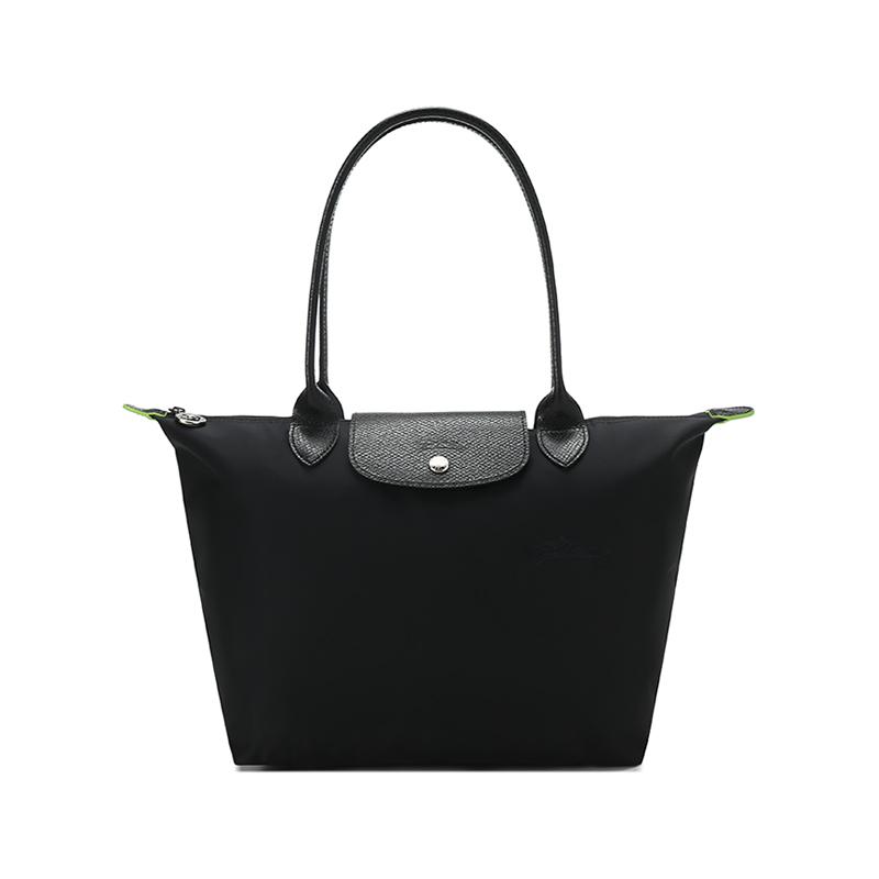 Longchamp Longchamp Le Pliage Green Eco Friendly Canvas With Leather Trim Dumpling Bag Handbag Shoulder Bag Unisex Black