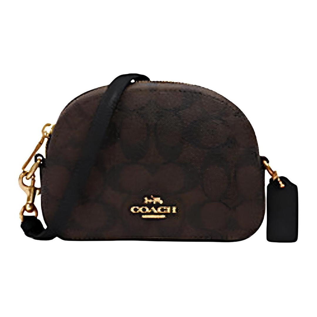 Coach Coach Serena Canvas With Leather Shoulder Bag, Crossbody Bag, Handbag Women's Dark Brown Monogram