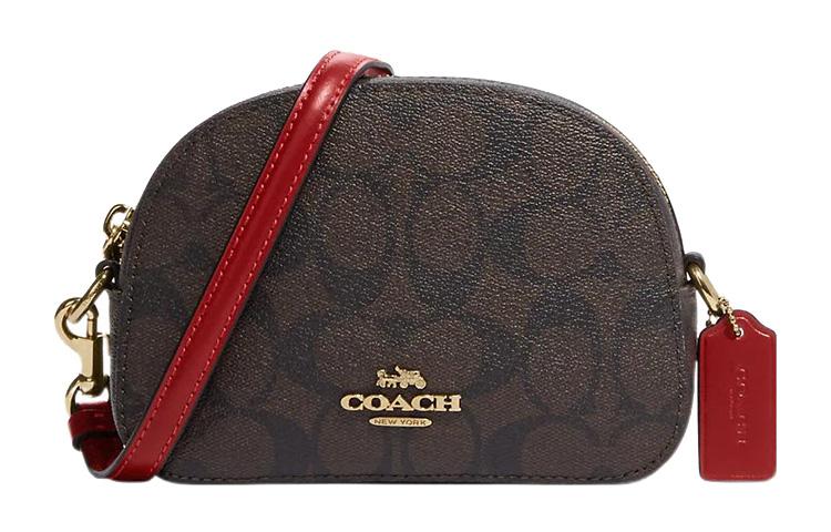 Coach Coach Serena Signature Coated Canvas With Smooth Leather Shoulder Bag, Crossbody Bag Mini Women's Tan