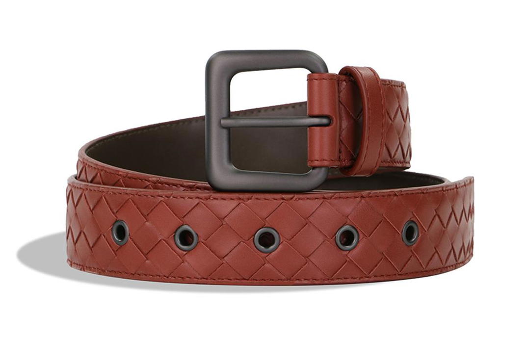 Bottega Veneta Bottega Veneta Diamond Logo Pin Buckle Leather Belts Unisex Red Width: 3.5cm